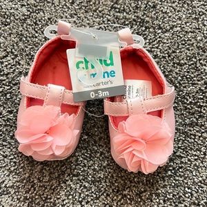 Carter’s child of mine baby girls shoes pink with flower 0-3 months